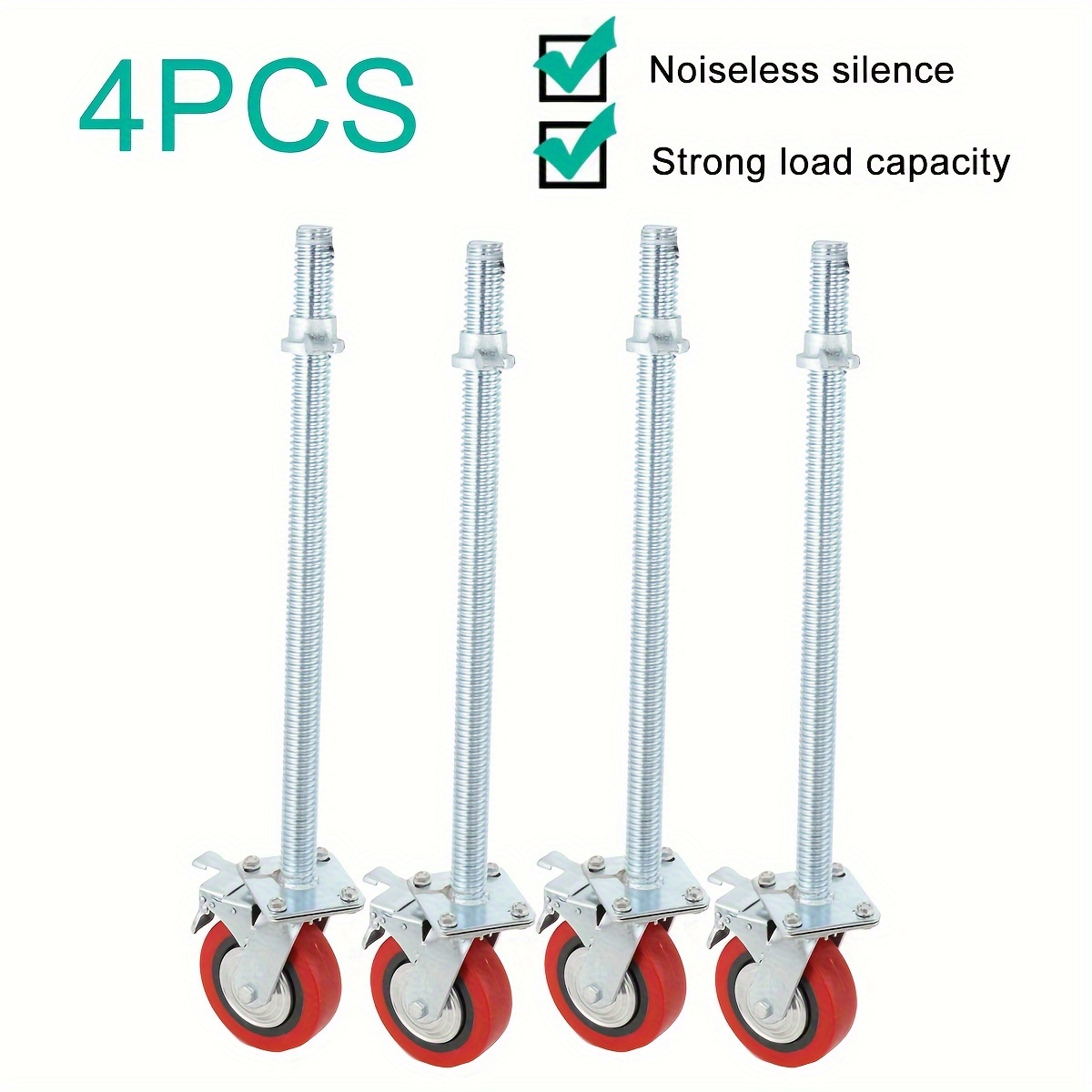 TEMU 4pcs Scaffolding Rollers Roller Feet Spindle Rollers 700kg Load Capacity Height Adjustable