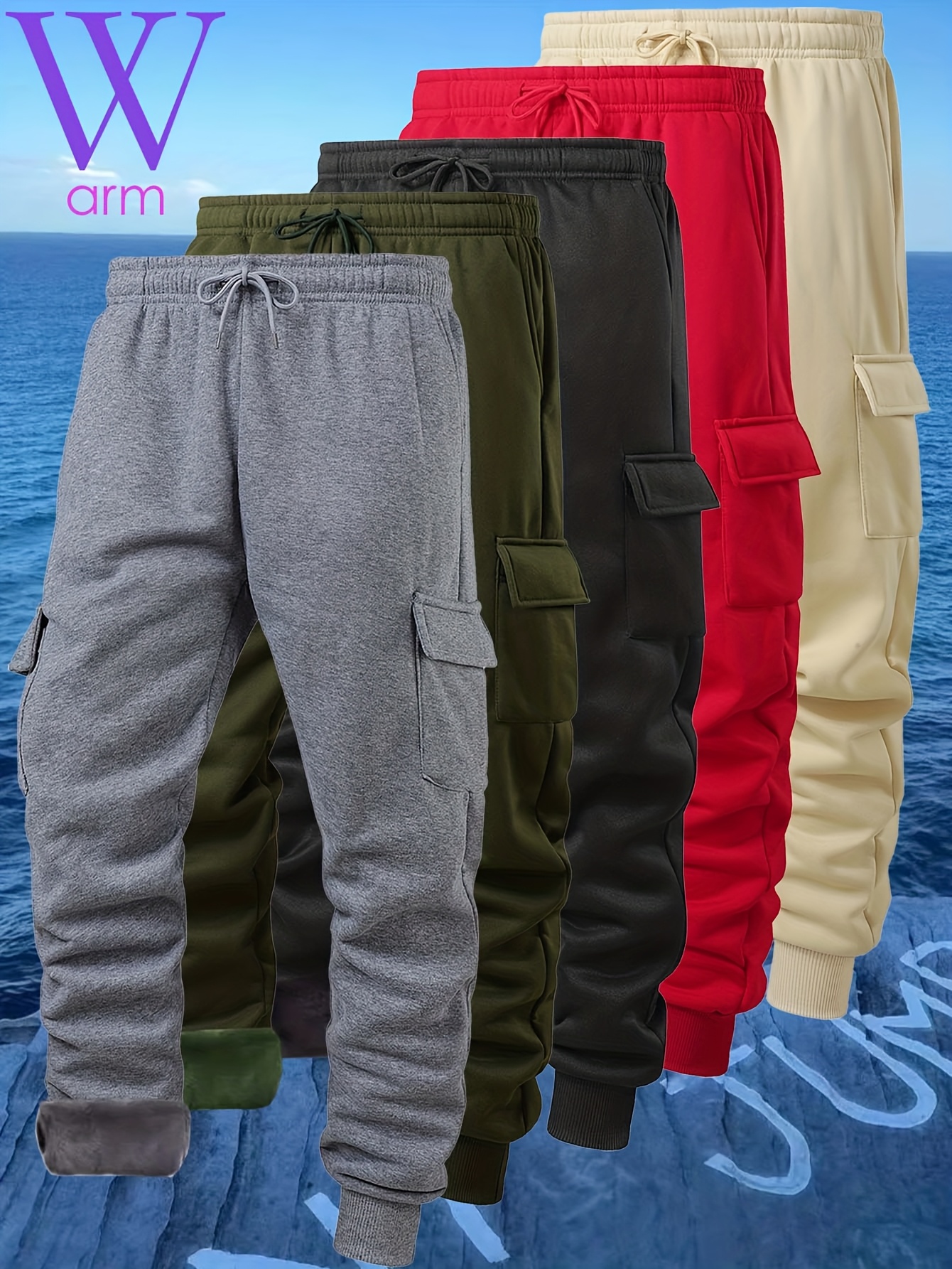 Jogger Cargo Homme Pantalon Long Chaud et Décontracté pour Couple Style Urbain Tendance, Nouveautés d
