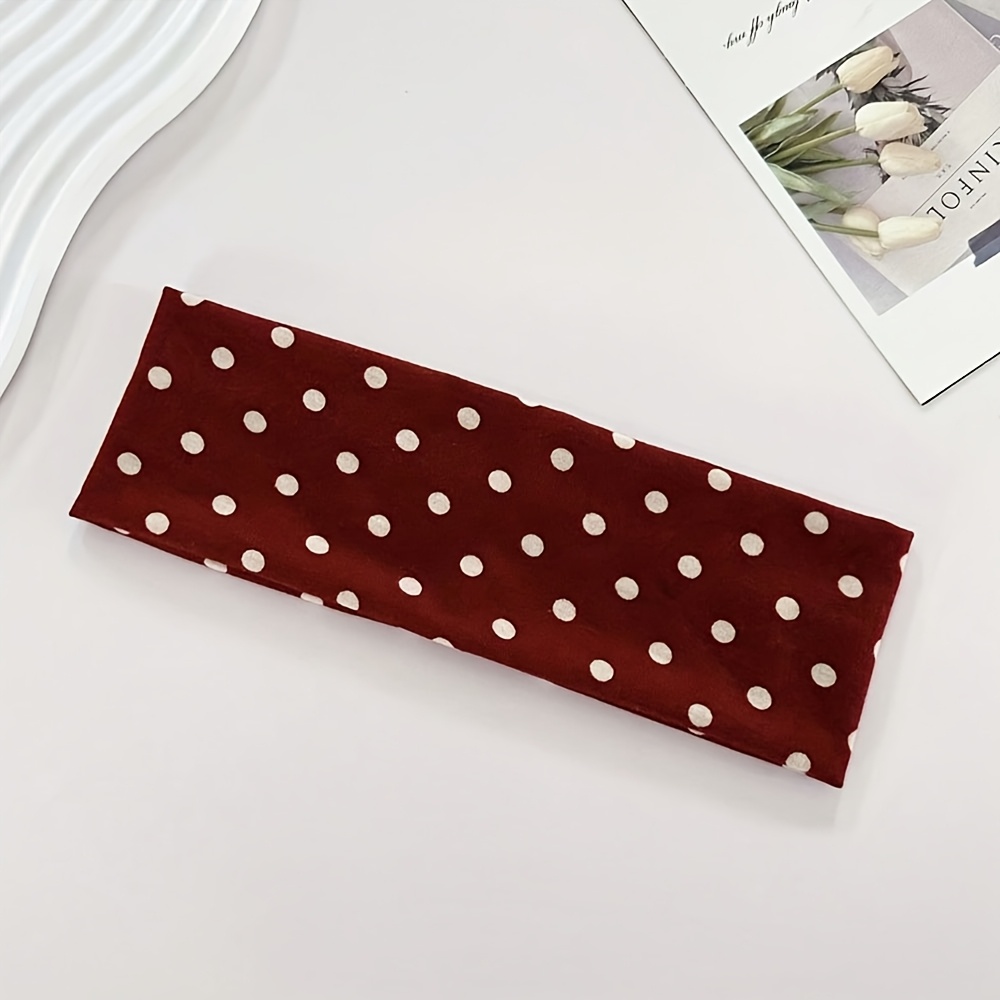 TEMU 1 Stück Outdoor Elastisches Stirnband Mode Polka Dot Make-up Stirnband Fitness Schweißband Einfacher