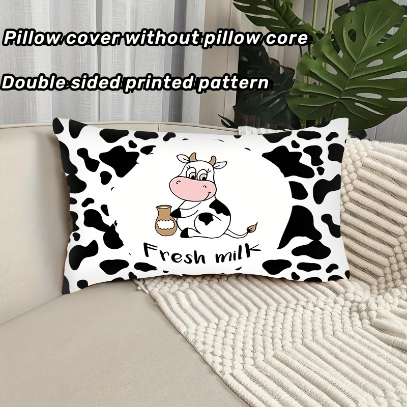 

Creative Double-sided Printed Pillowcase, Breathable Home Pillowcase, All-season Universal Cartoon Cow Pattern Cushion Cover, Pillow Core Not Included