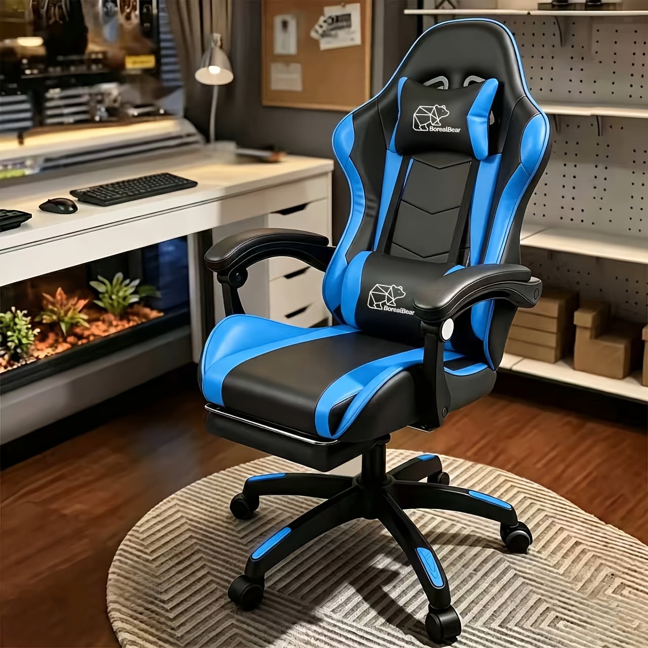 TEMU Premium Boss Gaming Chair, Heavy Duty Metal Frame Executive Office Chair, Lumbar Support Headrest, Reclining Leather Computer Chair For Long