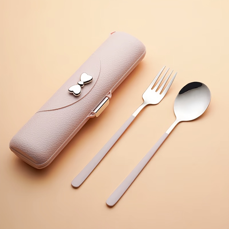TEMU A Set Of Stainless Steel Tableware With - Stylish And Convenient, Including Spoons, Forks, And Chopsticks, Suitable For Travel, Picnics, , And