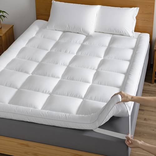 mattress topper with 800 gsm ultra soft breathable comfortable for machine washable with strong elastic bands