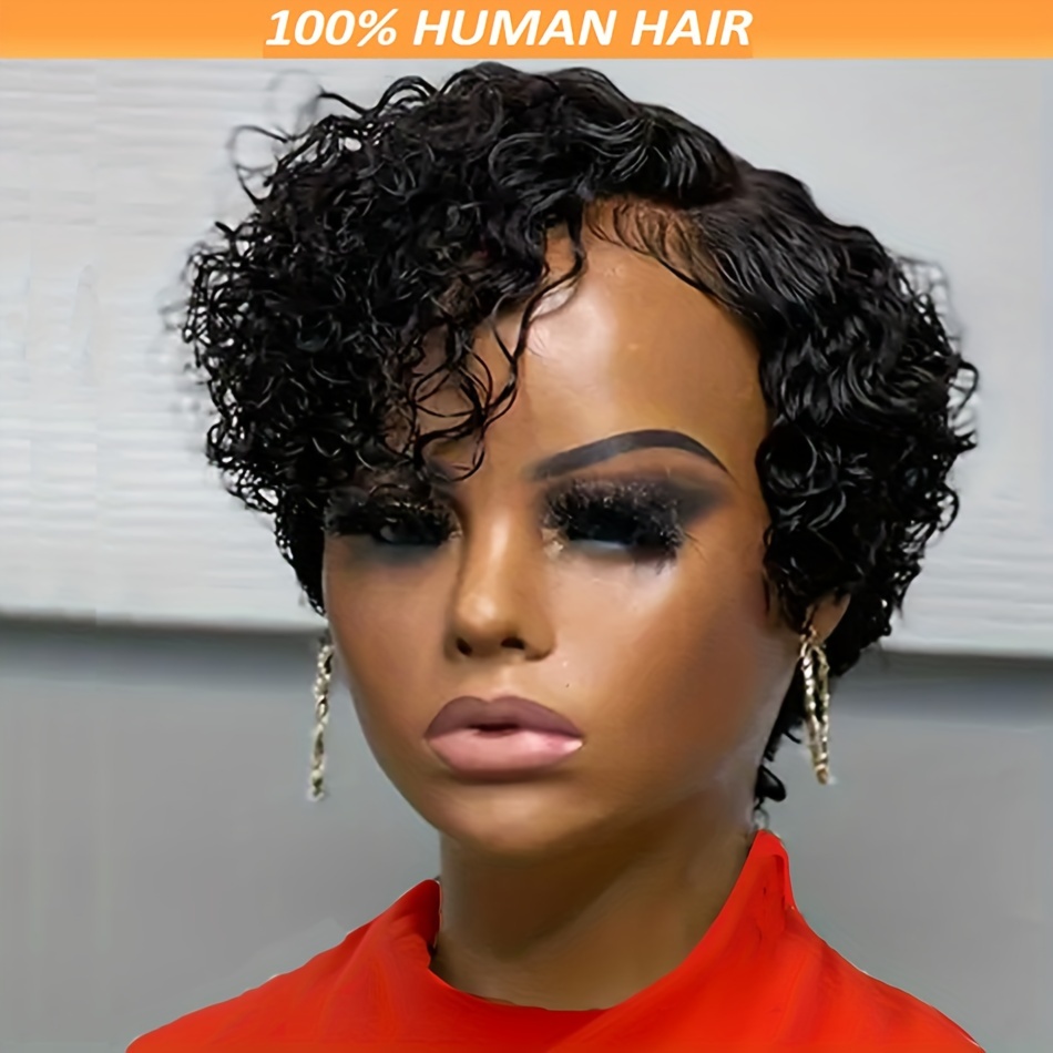 Elegant Pixie Cut Wig Women 13x4 Lace Front Water Wave Curly - Temu