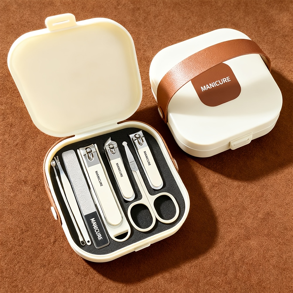 TEMU 7-delige Set Nieuwe Anti-Spat Nagelknipser Set Draagbare Handheld Trimming Nagel Schaar Manicure Nagel Persoonlijke Verzorging