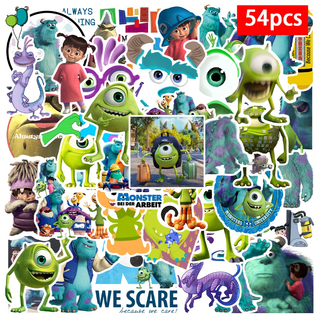 TEMU 54pcs Monsters, Inc. Stickers Used For Decorating Items Such As Skateboards, Helmets, Mirrors,perfect Reward Items.
