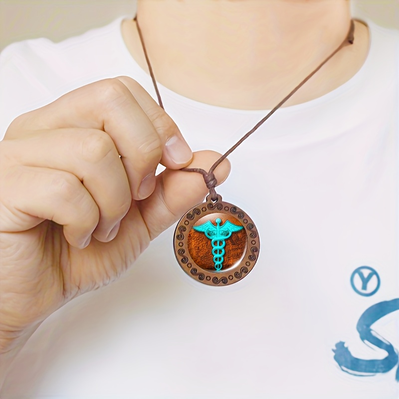 Handmade Blue Double Snake Pendant Necklace, Unisex