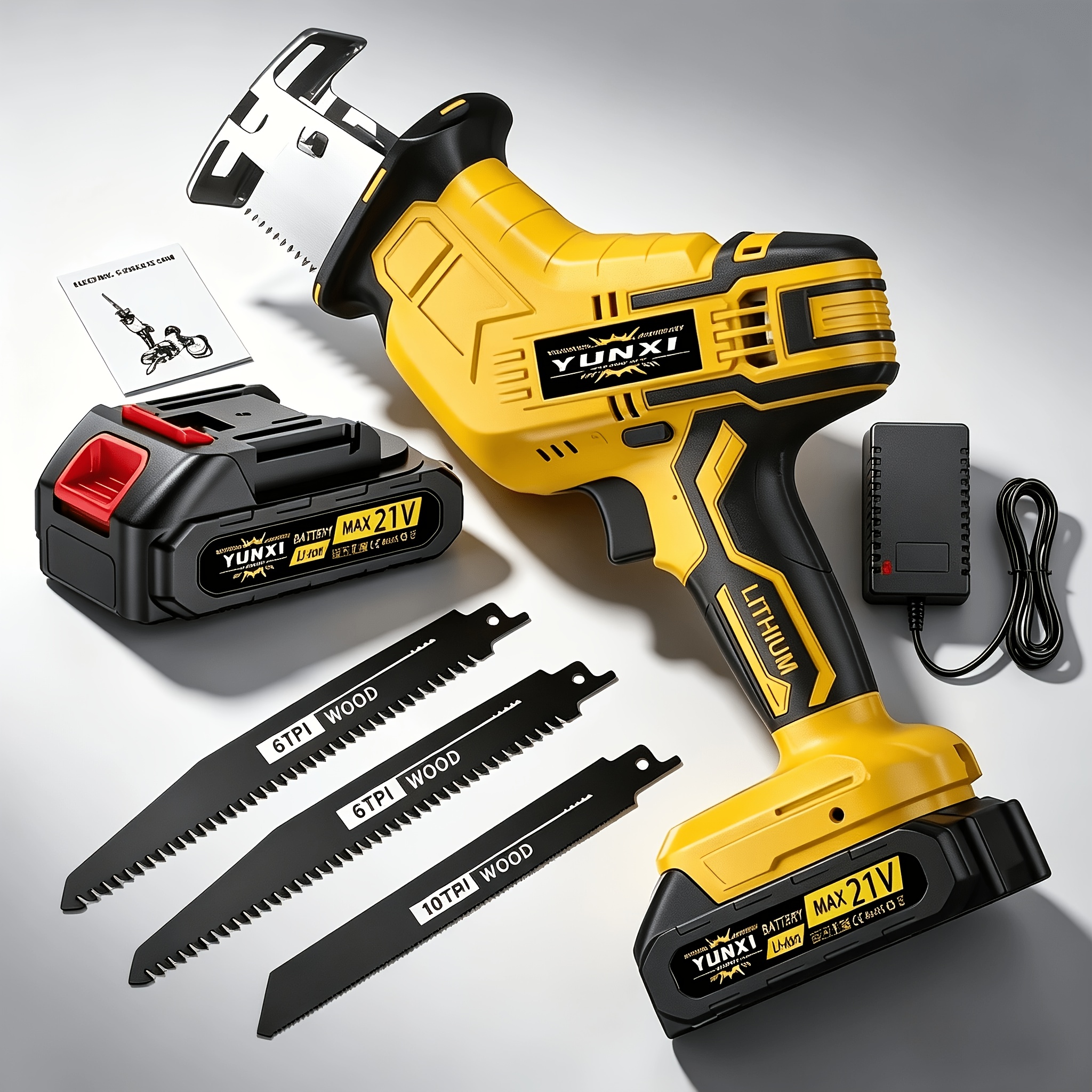 TEMU Newly Upgraded Electric Reciprocating Saw, Wireless Hand Saw With Led Light And Safety Lock, Suitable For Cutting, With 1 Batteries, Replaceable