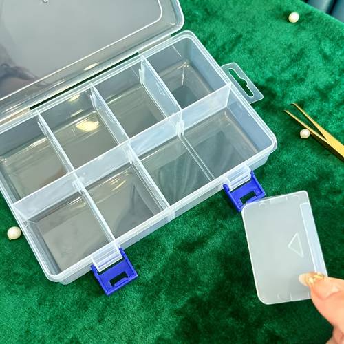 heavy duty clear plastic storage box with lockable lid labeled compartments multicompartment organizer case suitable for workshop garage jewelry crafts durable locking storage box