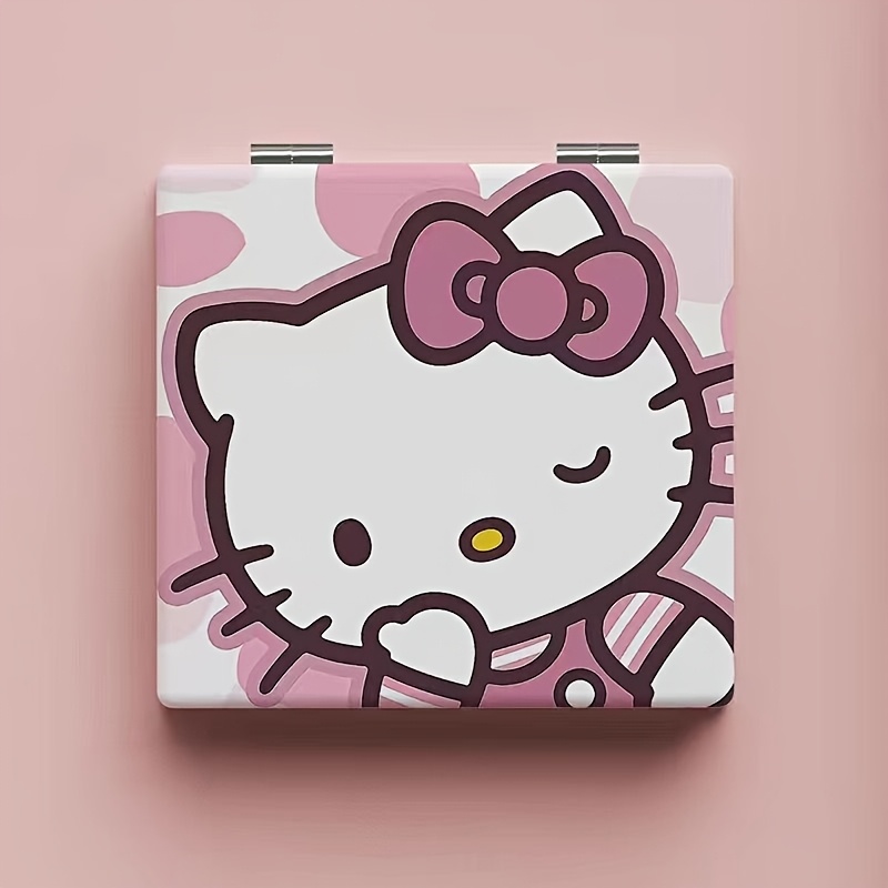E-shop 1 Stück Sanrio Hello Kitty, Cinnamorolls & Pompompurins My Kompaktspiegel - Doppelseitiger Klappspiegel mit süßen Anime-Charakteren, tragbarer
