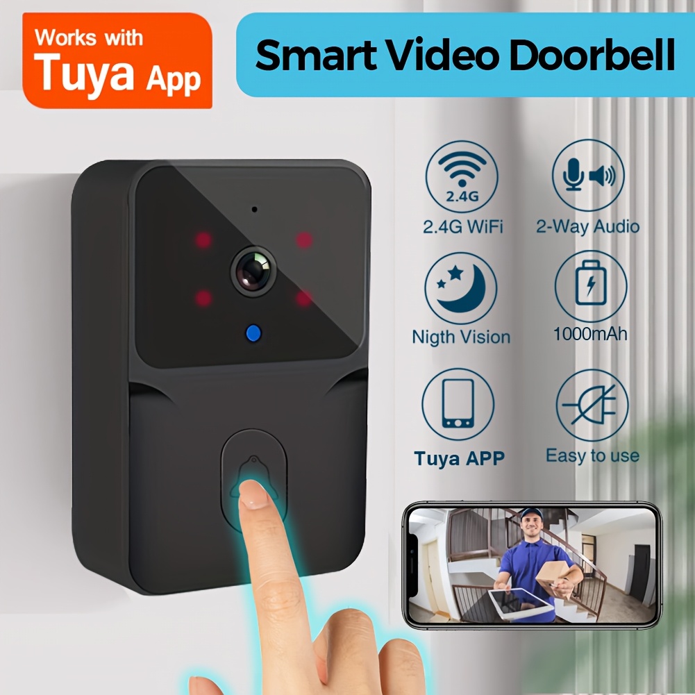 

1pc Doorbell, Hd Security Camera With Night Vision, Motion Sensor, 2-way Audio, Waterproof, Wireless, Rechargeable Battery, Controlled Via App For