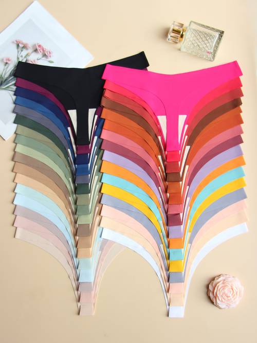 33pcs plain colored non marked style underwear non marked breathable soft comfortable personality underwear women seamless suit