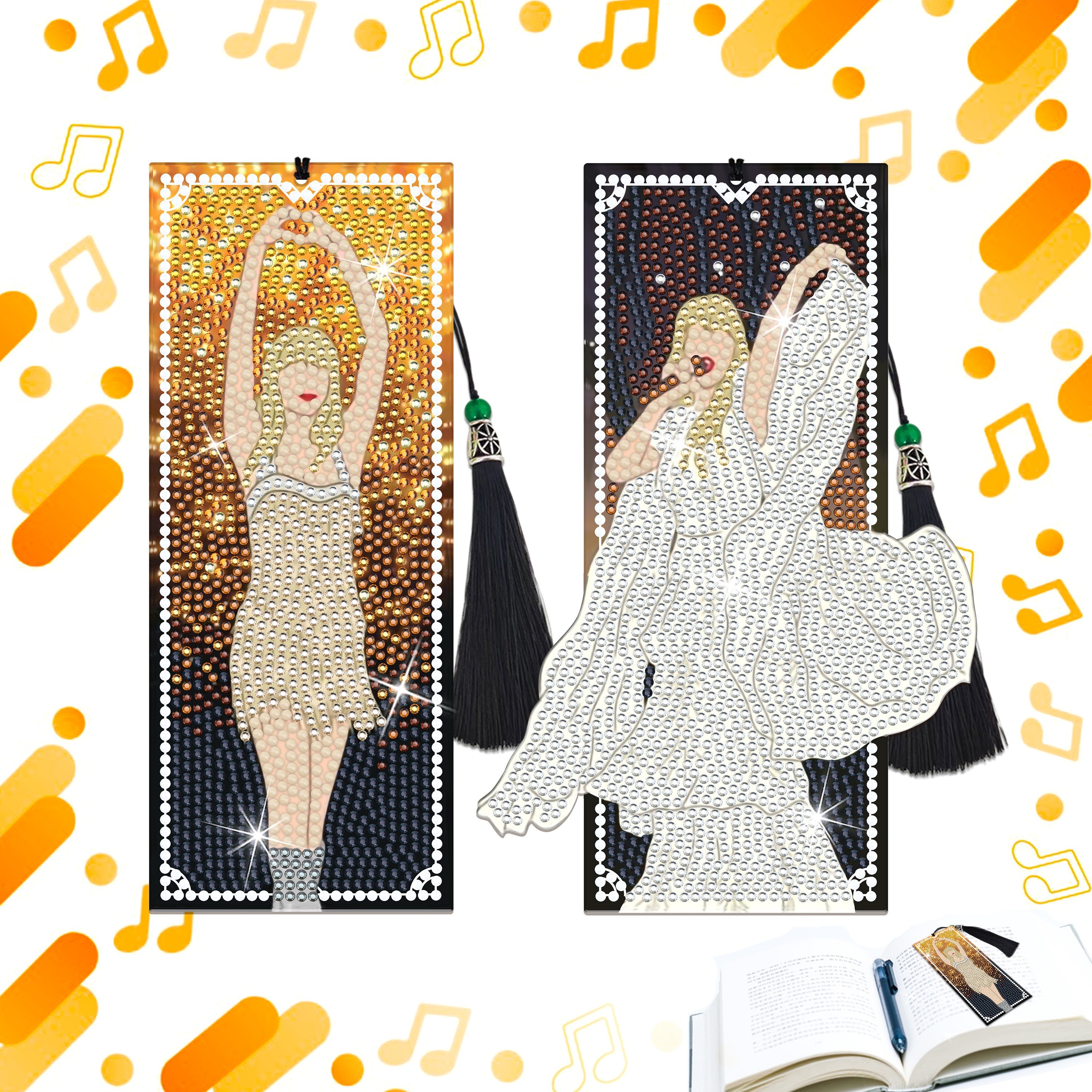 

2pcs Diamond Art Bookmarks Kit - Diy Set, Pvc , For And