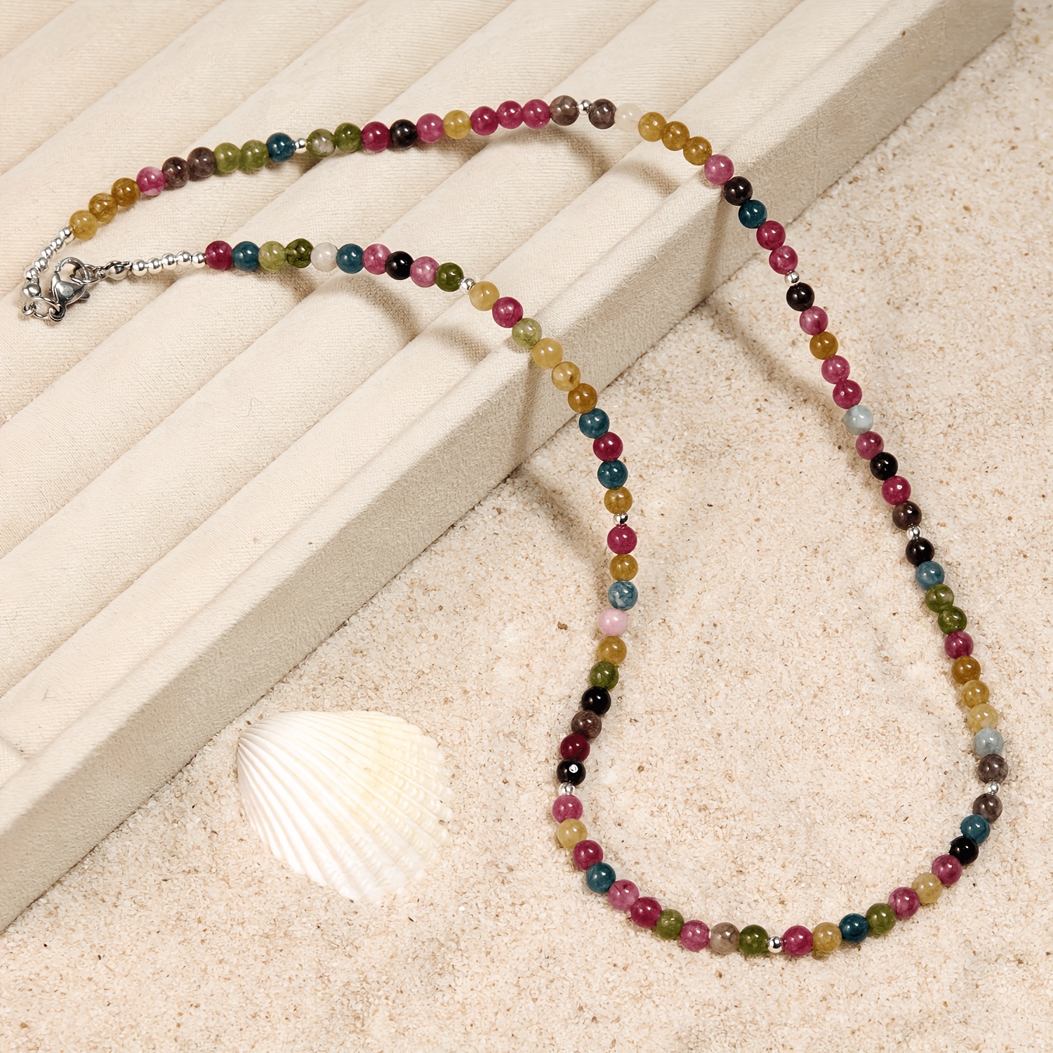 LINEARGEMS Natural Agate Necklace, Bohemian Minimalist Design