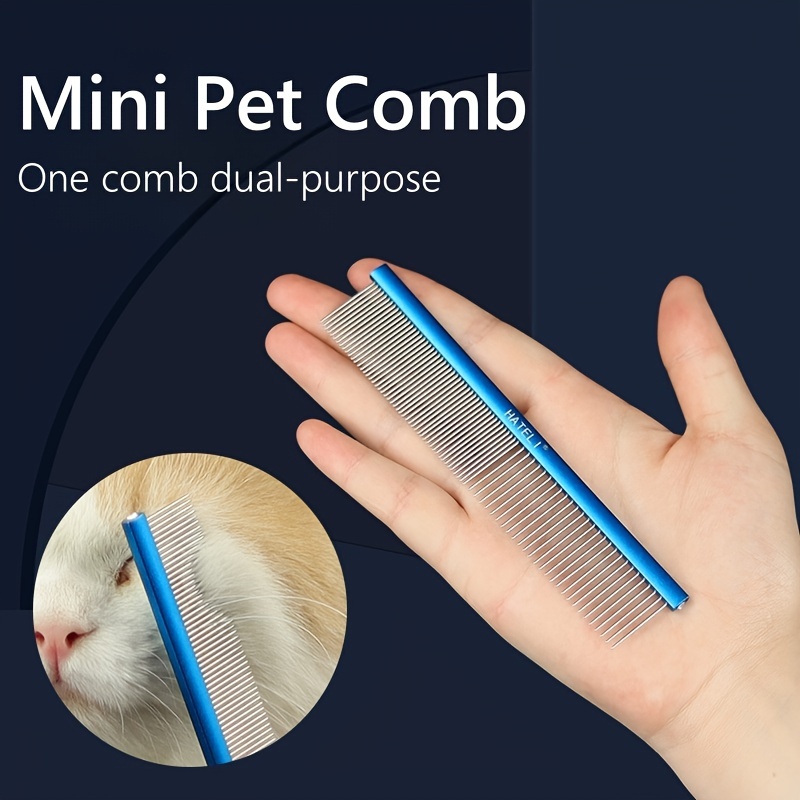 

1pc Portable Mini 13cm Dual-purpose Pet Comb For Dogs - Stainless Steel Facial Grooming Tool For Eye And Mouth Stain Cleaning