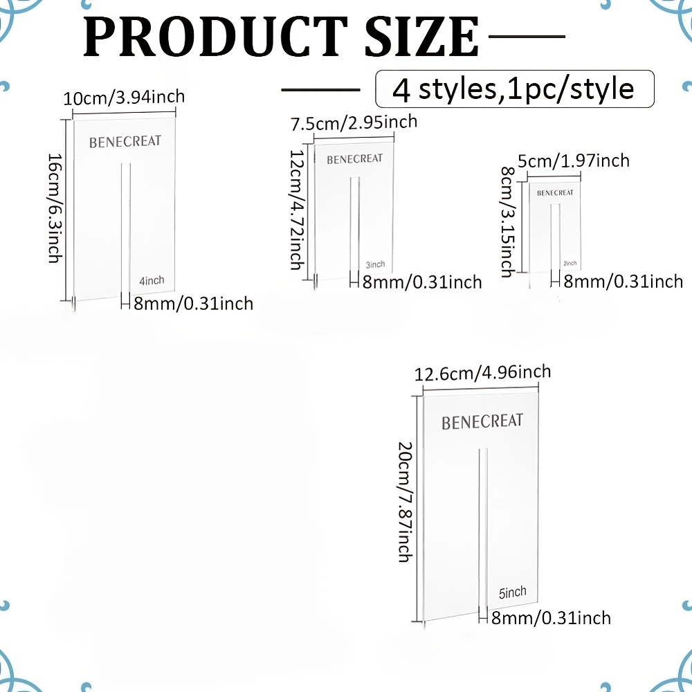 TEMU 4-sheet Acrylic Board Set, Suitable For Making Bows, Rectangular Transparent Style, 4-sheet Pack, Suitable For Christmas, Thanksgiving, New Year