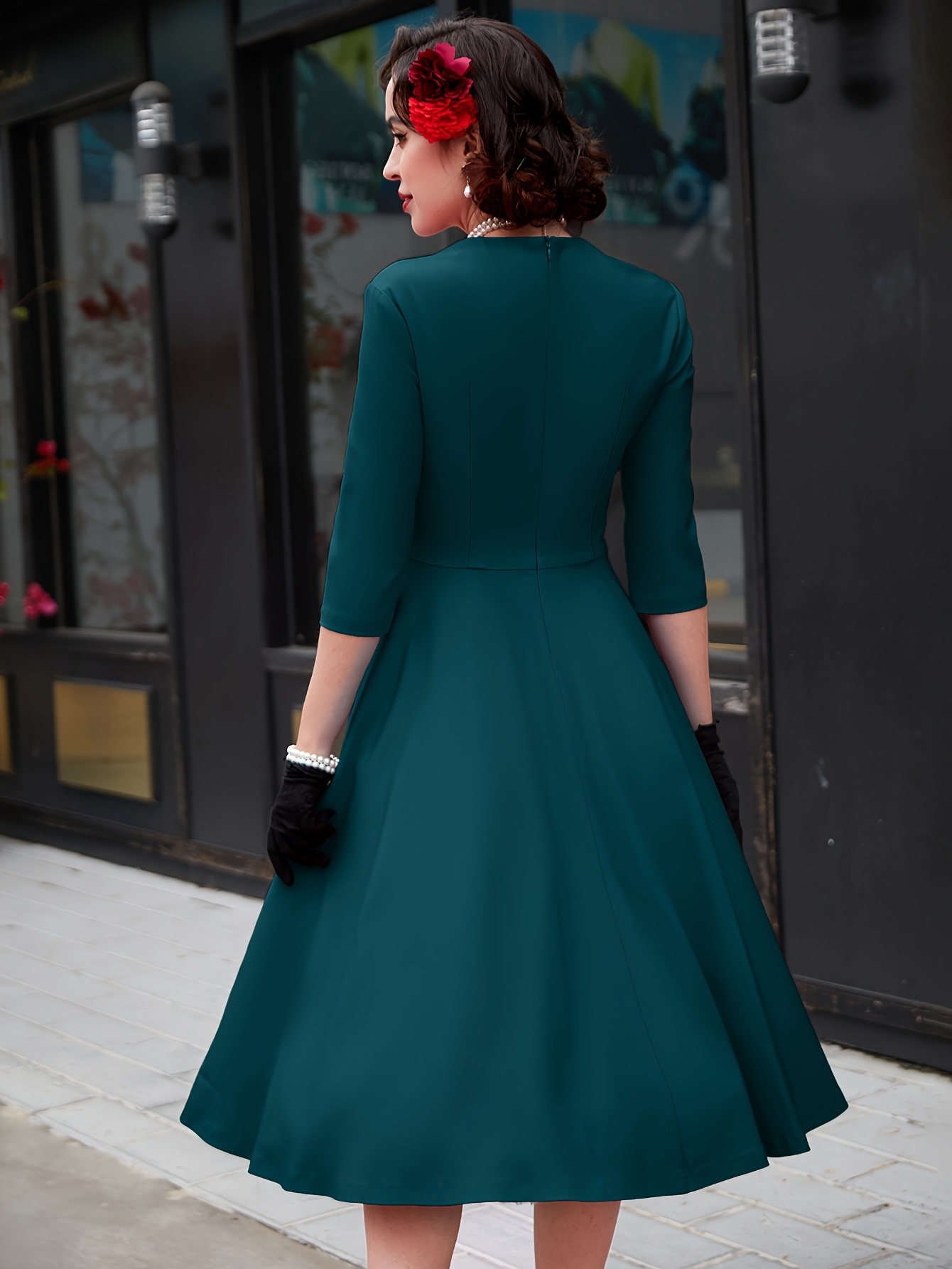 elegant vintage inspired red midi dress women sweetheart - Temu Belgium
