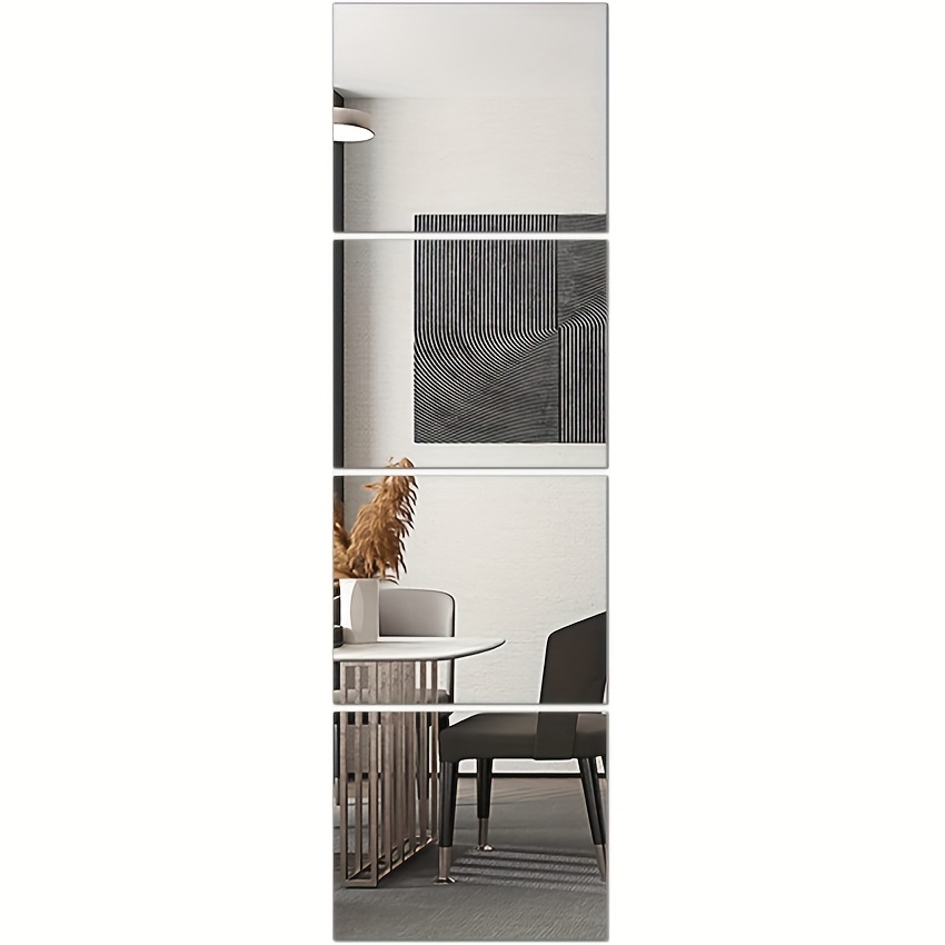Image of 4pcs Acrylic Mirror Wall Stickers Protective Safety Soft Mirror Premium Feeling Indoor And Outdoor Wall Stickers Wall Decorative Gifts Bathroom Living Room Entrance Wall Ornaments Best Gift For