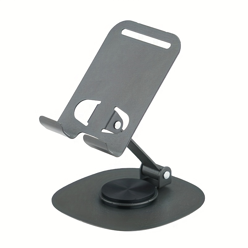TEMU High Quality All Metal Desktop Phone Holder: Using Silicone Pad For Stability, 360 Degree Rotating Base, Foldable And Portable, With Soothing