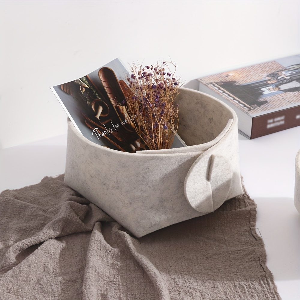 Image of 1 Felt Storage Basket, 3 Sizes, Felt Key Storage Basket, Desktop Clutter Storage Basket, Colorful Small Item Storage Basket, Clutter Storage Tray, Makeup Storage, Desktop Organization, Home Storage