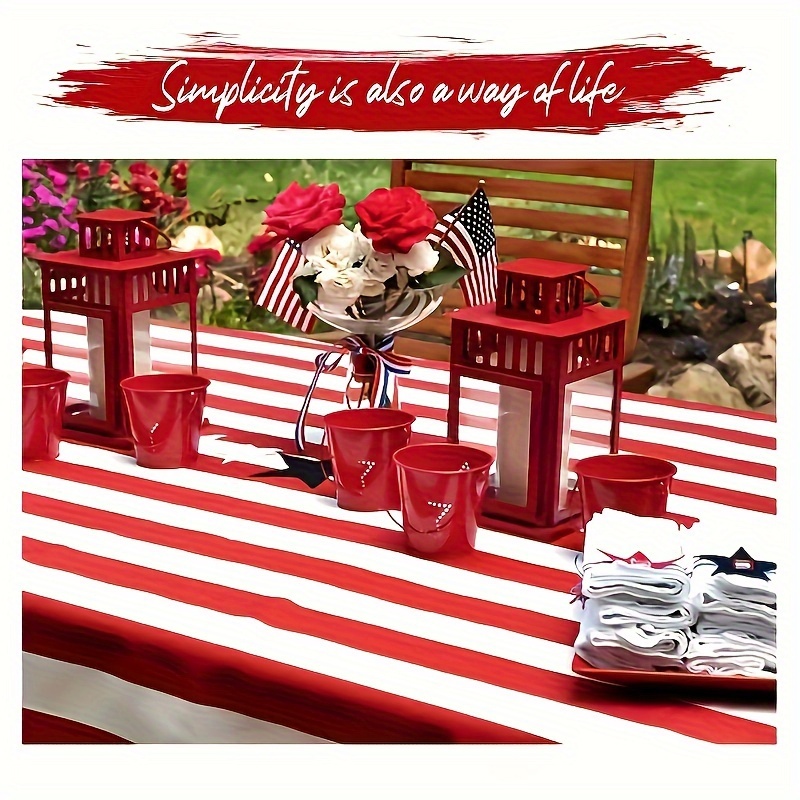 

Red Striped Tablecloth - , - Plastic, & Oil-, For & Restaurant Use