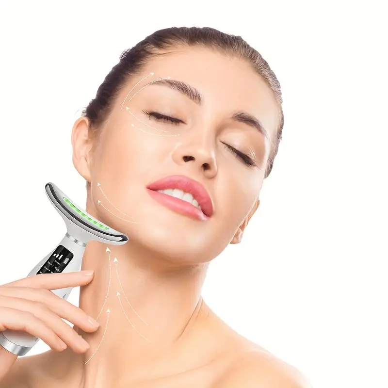 massajador facial portátil   frequência   cores, instrumento de beleza para o pescoço, massajador de   com bateria de lítio recarregável por usb, sem fragrância 3
