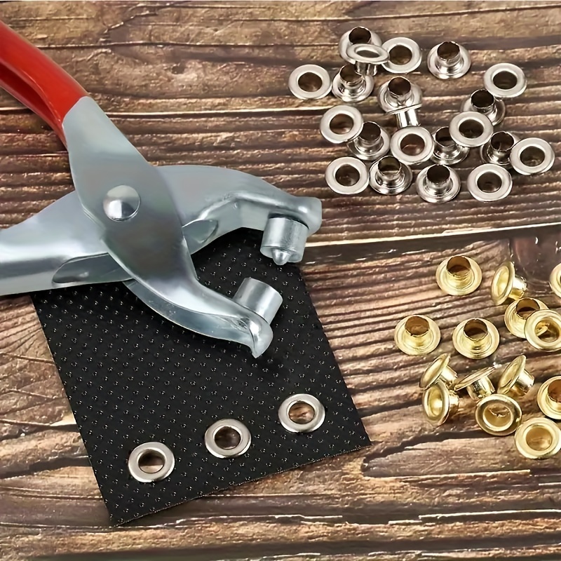 

Kit d'outils de rivet de tissu en cuir de 101 pièces avec 100 rivets métalliques et rondelles dorées - Pince à rivet de tente DIY, kit de presse à rivet portable pour cuir, ceinture, tissu