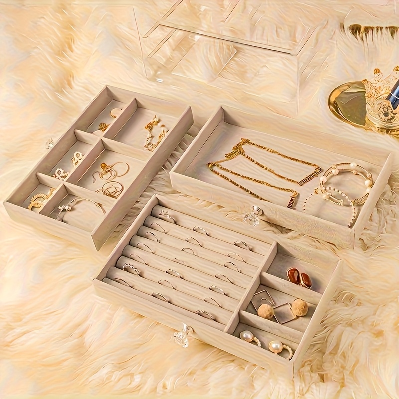   layer acrylic jewelry storage box with drawers for earrings rings and necklaces featuring a moisture proof   leather lining and a   this luxurious large capacity display box set   six pieces making it   gifts on occasions like mothers day and valentines day as well as a multifunctional home jewelry box Product details 5