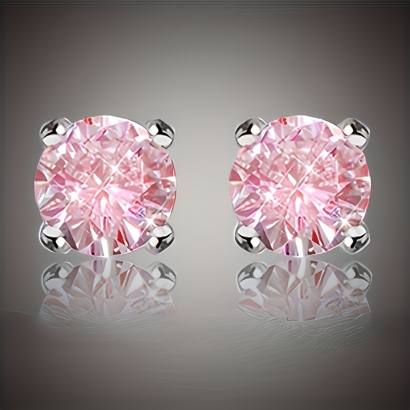 Pink Round Stud Earrings Versatile Party Jewelry Stylish