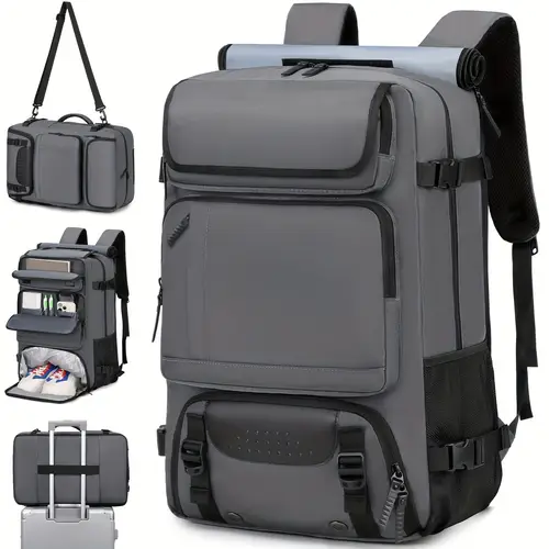 mens duffel bag hiking backpack large capacity laptop backpack business work gym weekend bag daily with shoe compartment and usb charging port
