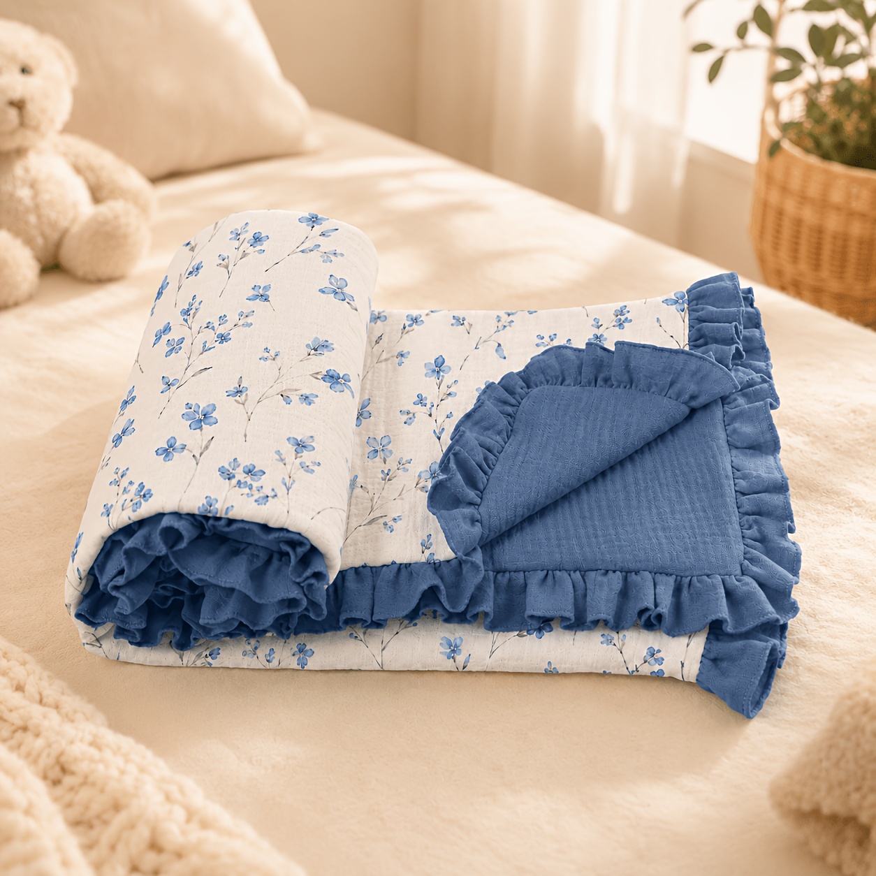 Ruffled Gauze Newborn Swaddle Wrap
