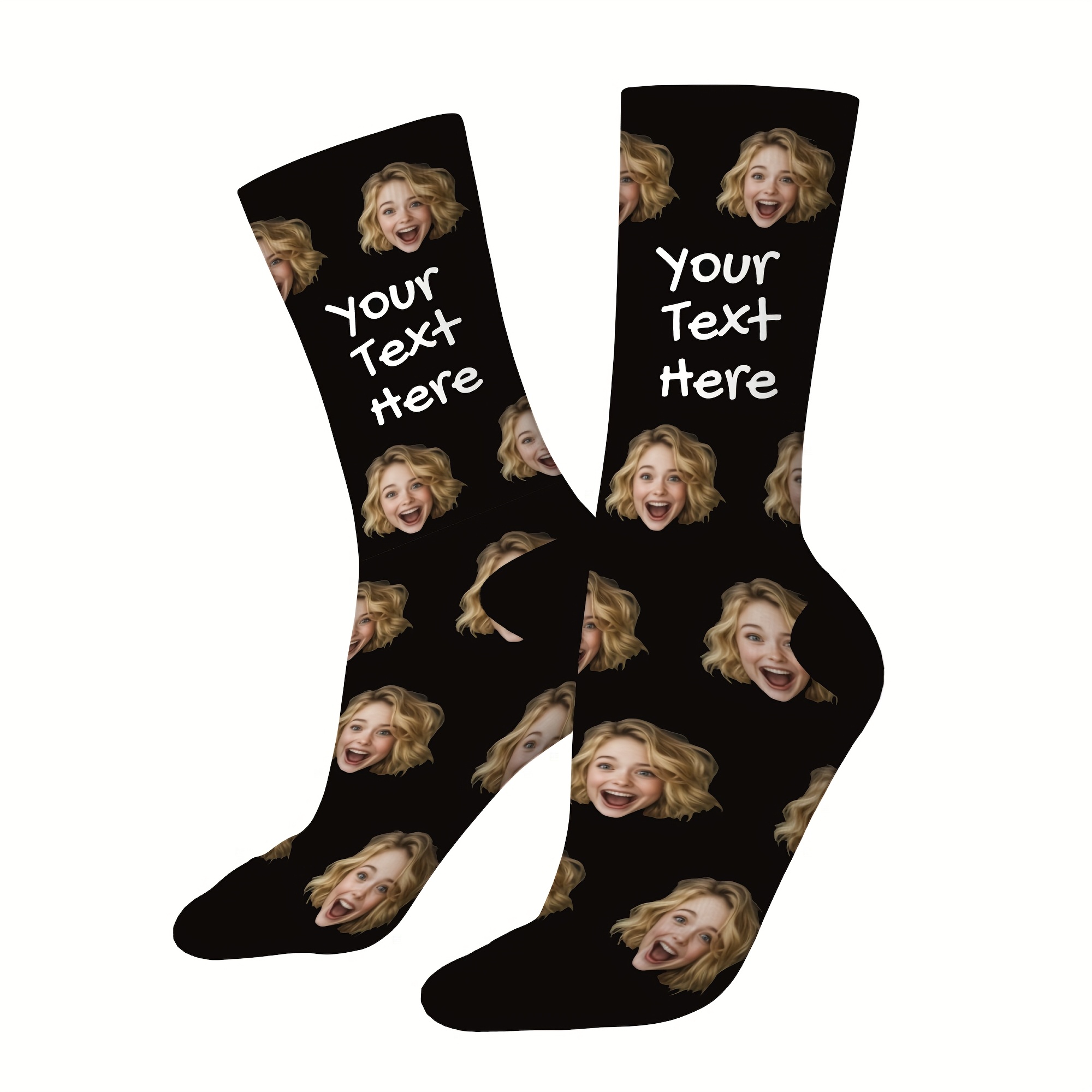 TEMU Custom Face Socks, Personalized Funny Gift Socks With Photo Customized, Novelty Trendy Crew Party Present Socks For Men Women