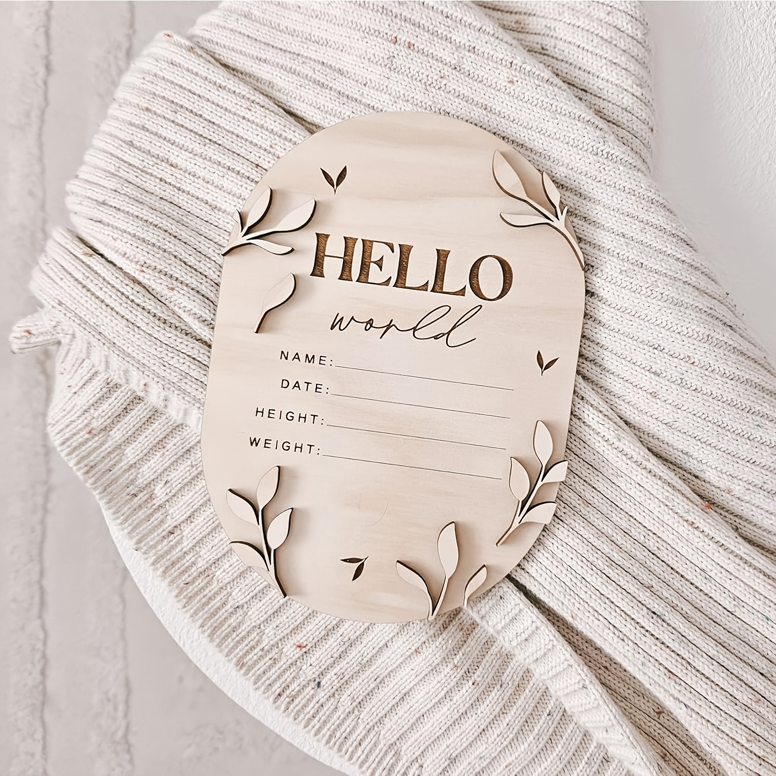 Image of 1 Set Wood Announcement Plaque - Name/date/weight/length/time Birth Sign, Wood Grain Decor, Keepsake, New Signage ( Showers, Board)