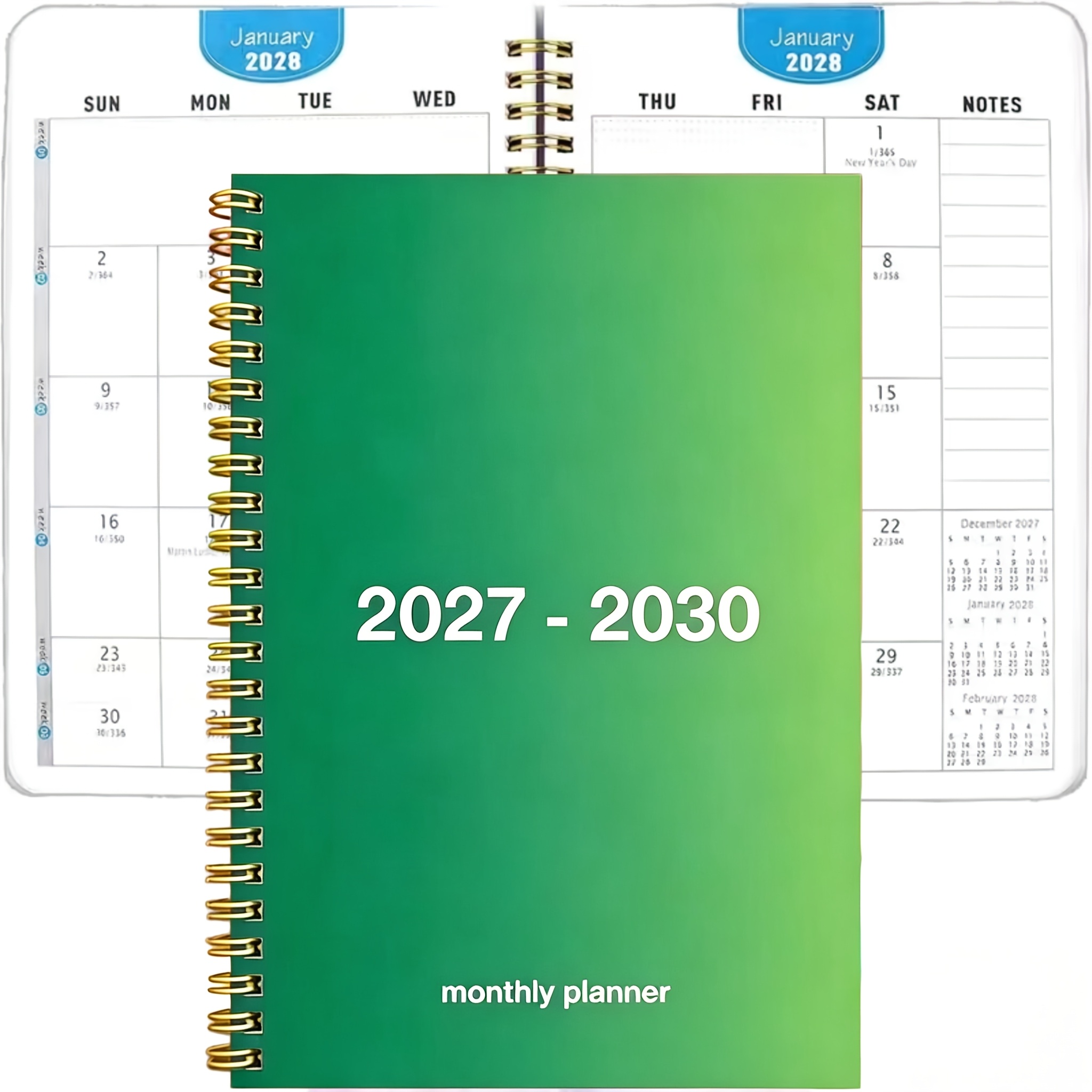 TEMU Gradient Theme Cover Design 2027-2030 Monthly Planner, 4 Years (48 Months) Calendar, A5 Size - Spiral Bound, Thick Paper, For Back-to-school And