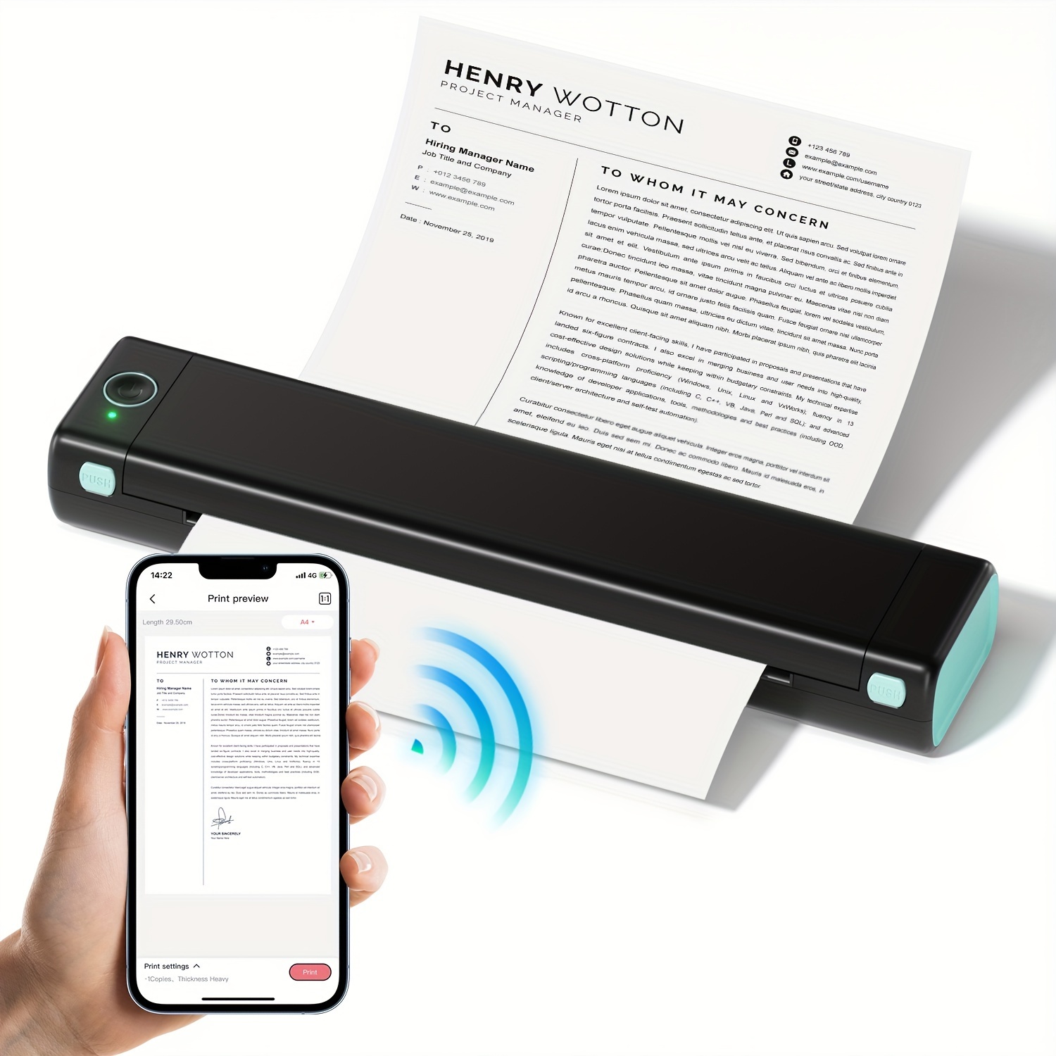 Imprimante couleur Portable, Mini-imprimante Portable avec cartouche,  connexion WIFI USB, pour le bureau et la maison