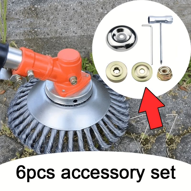 6pcs Set-trimmer Blade Installation Additions Universal Replacement Head For Lawn Mowers, Grass Rope Disc Blade Fixing Base Installation Tool Combination