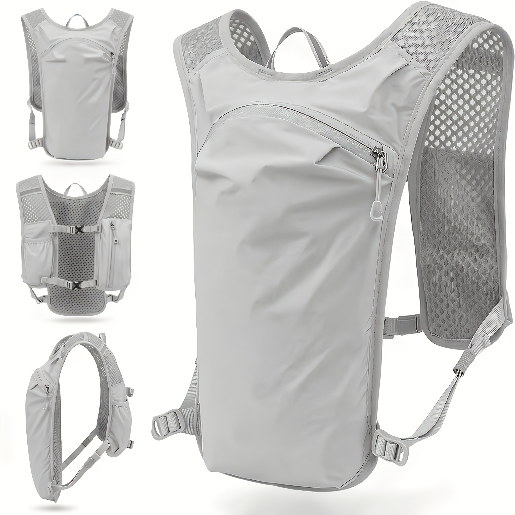 Breathable Lightweight Sports Backpack, Multi-Pocket Solid Color Running Vest, Suitable for Marathon Running, Cycling, And Outdoor Activities