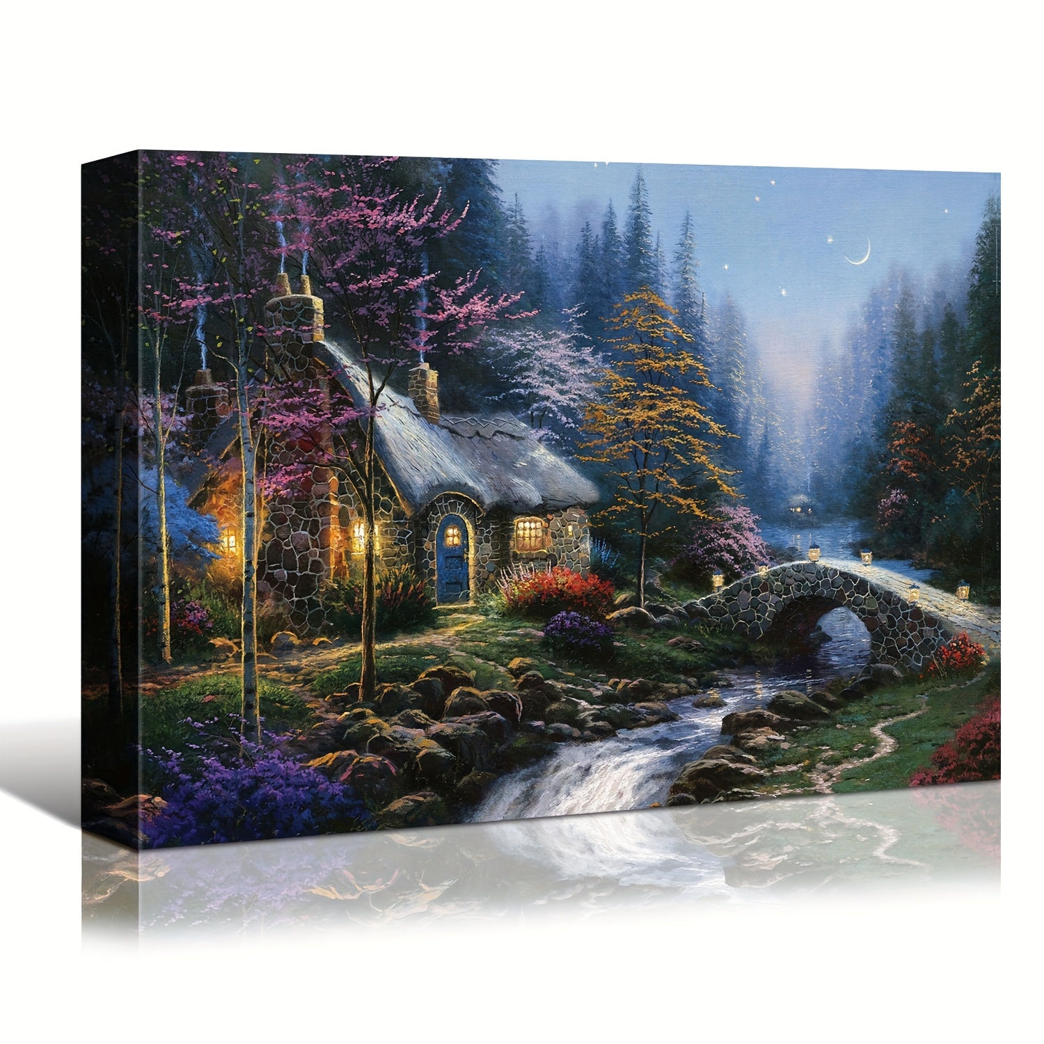 

Garden Canvas Wall Art, Landscape Oil Painting Living Room Bedroom Hanging Mural Home Office Wall Decoration (wooden Frame - Thickness 1.5inch)