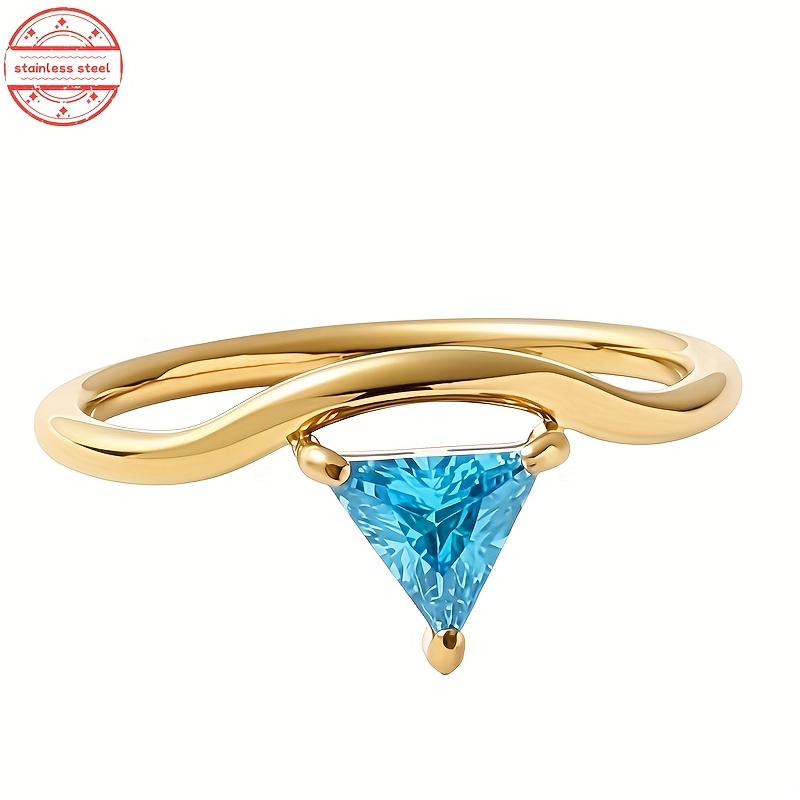 Fashion Elegant December Stainless Steel Triangle Ring