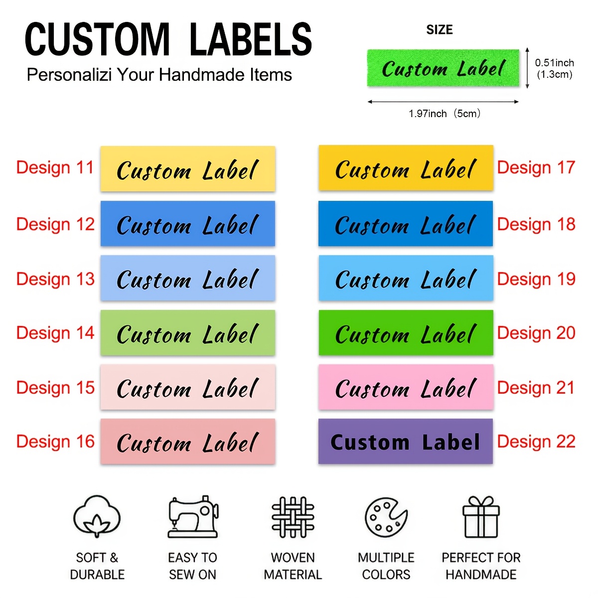 custom personalized clothing labels iron on sew on custom name tags for clothes bags machine washable fade resistant fabric labels for handmade diy