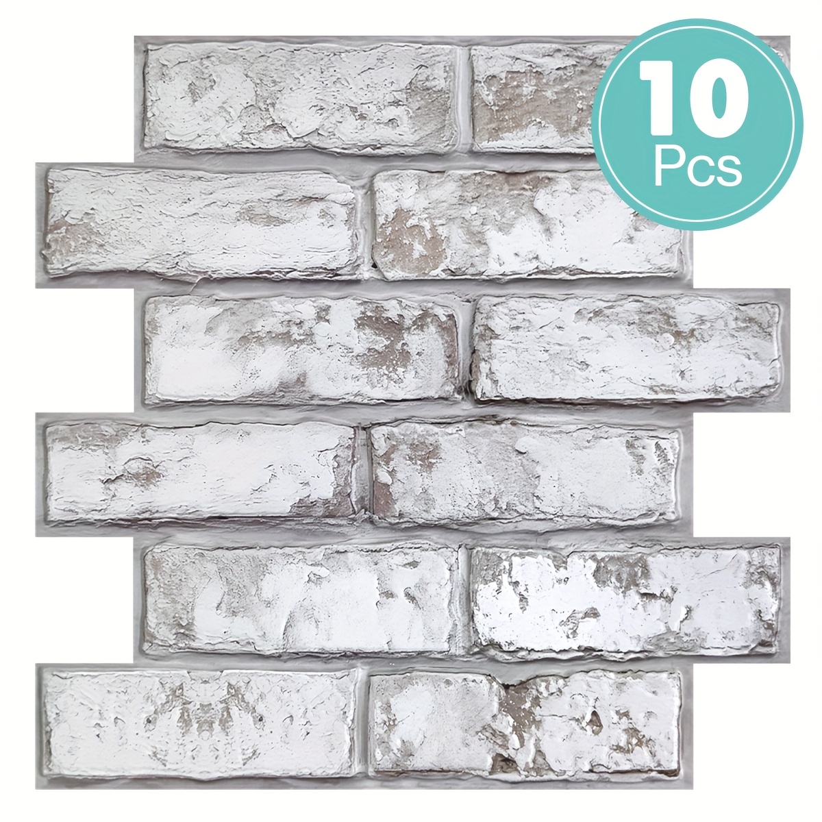 E-shop Set mit 10 Ziegelwandpaneele im Ziegeloptik, 3D-Wandsticker mit Klebefläche, wasserabweisend, Größe 30 x 30 cm, kompakte, dünne