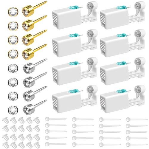 disposable ear piercing device piercing kit classic white stainless steel material 20pcs resin transparent ball earrings suitable for ear care are included suitable for commercial occasions and for at home