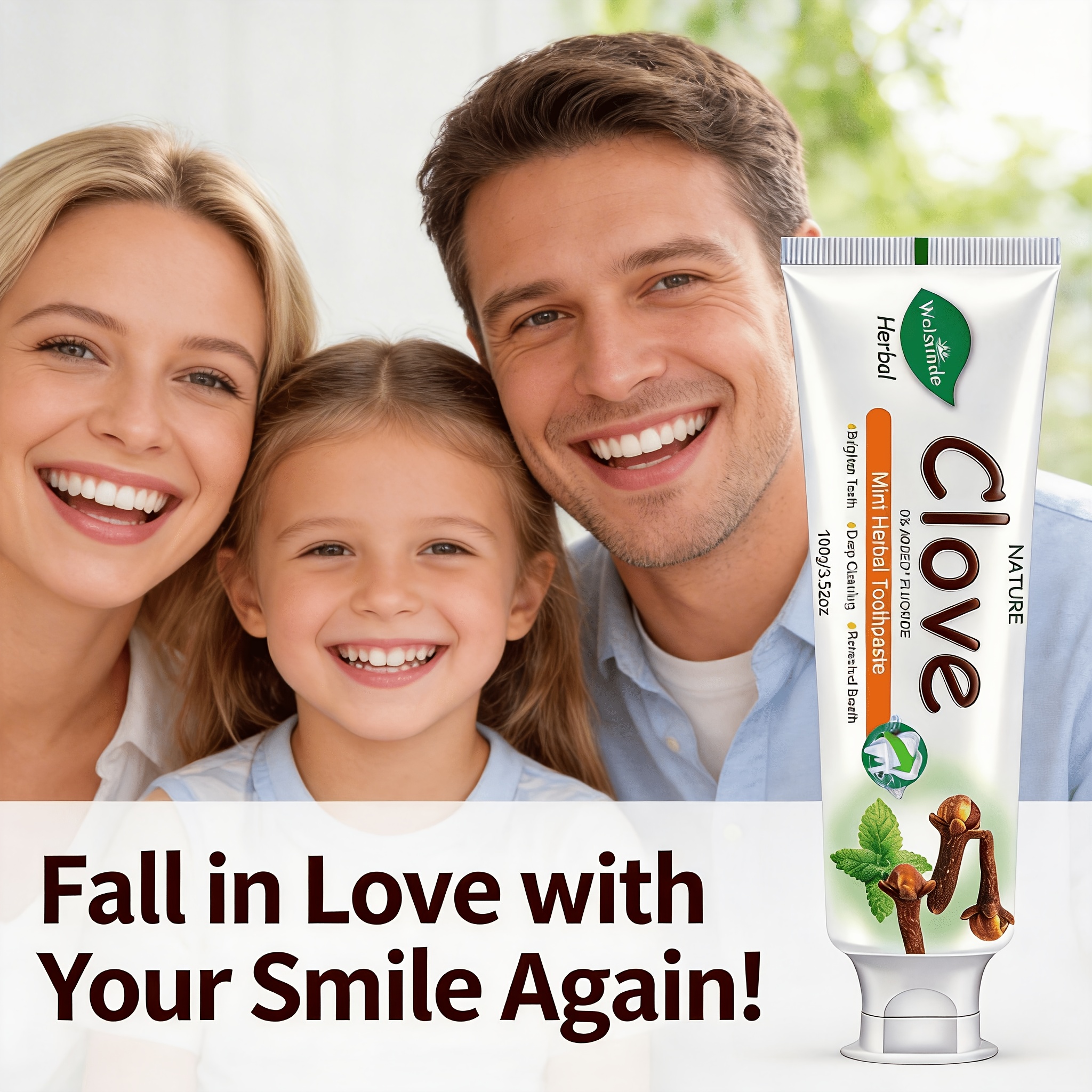 Set of 2 Clove Mint Herbal Toothpaste, No Added Fluoride, Natural Deep Cleaning And Whitening, Refreshing Minty Breath, Herbal Ingredients for Gum Health, Gentle Formula, Travel-Sized Daily Oral Hygiene Gift for Both Men And Women - Image 9