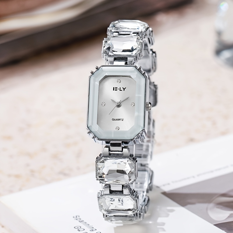 elegant womens quartz watch crystal accents gold tone alloy 