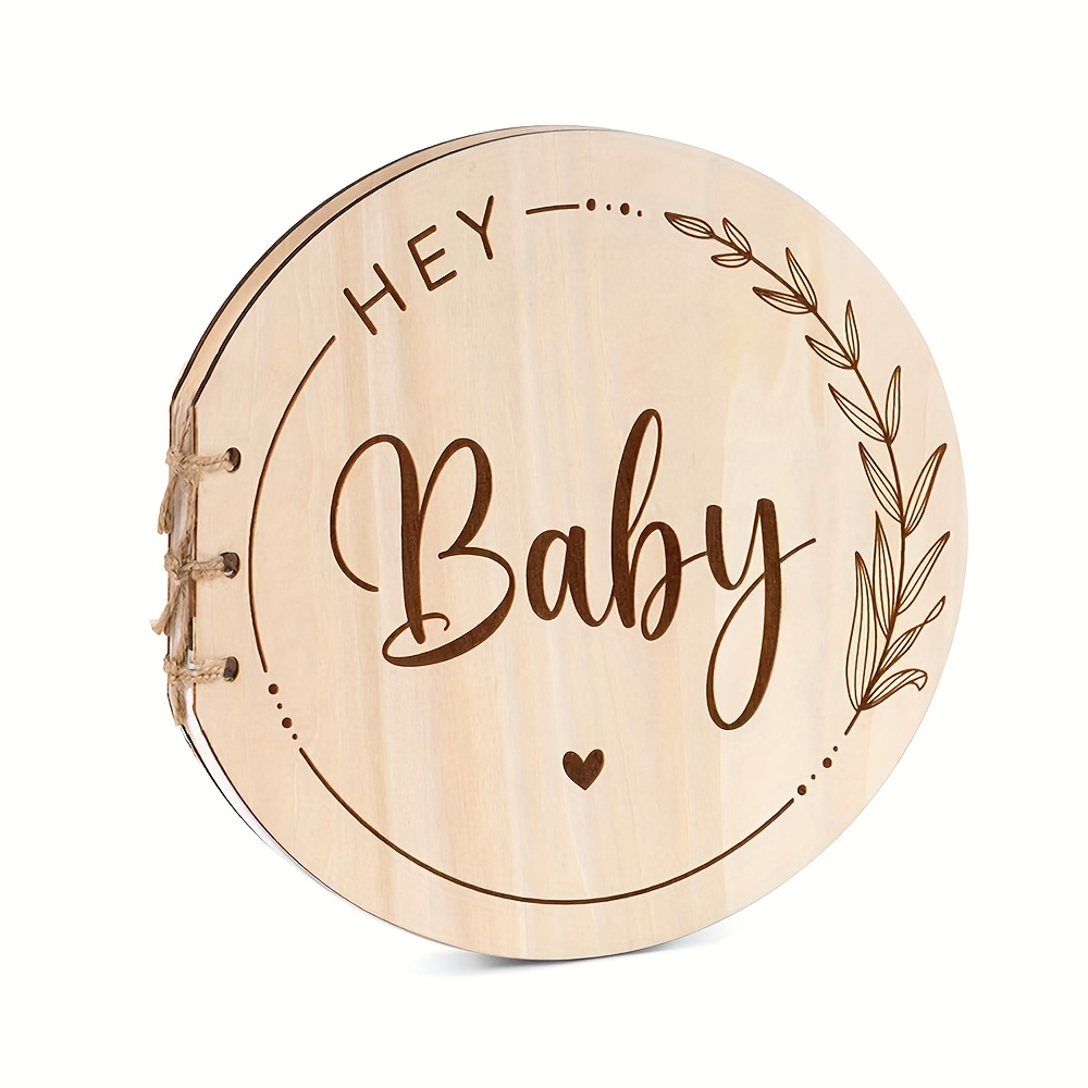 Wooden Keepsake Album with Leaf Motif, Engraved Welcome Message