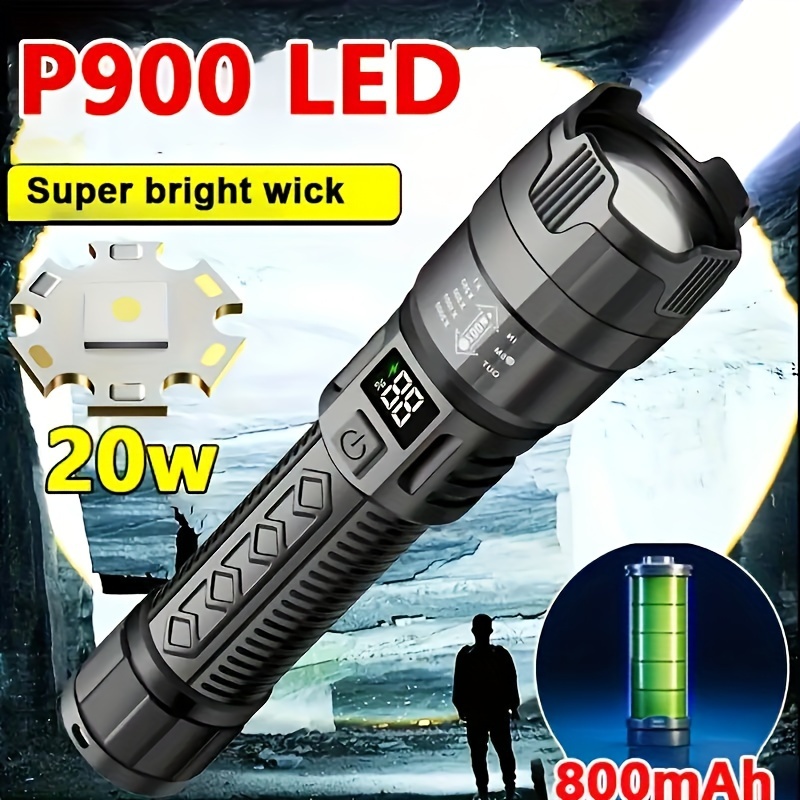 

Multi-use, Led Tactical Flashlight - Usb Rechargeable, 800mah Battery, For Camping, Fishing & Outdoor Emergencies