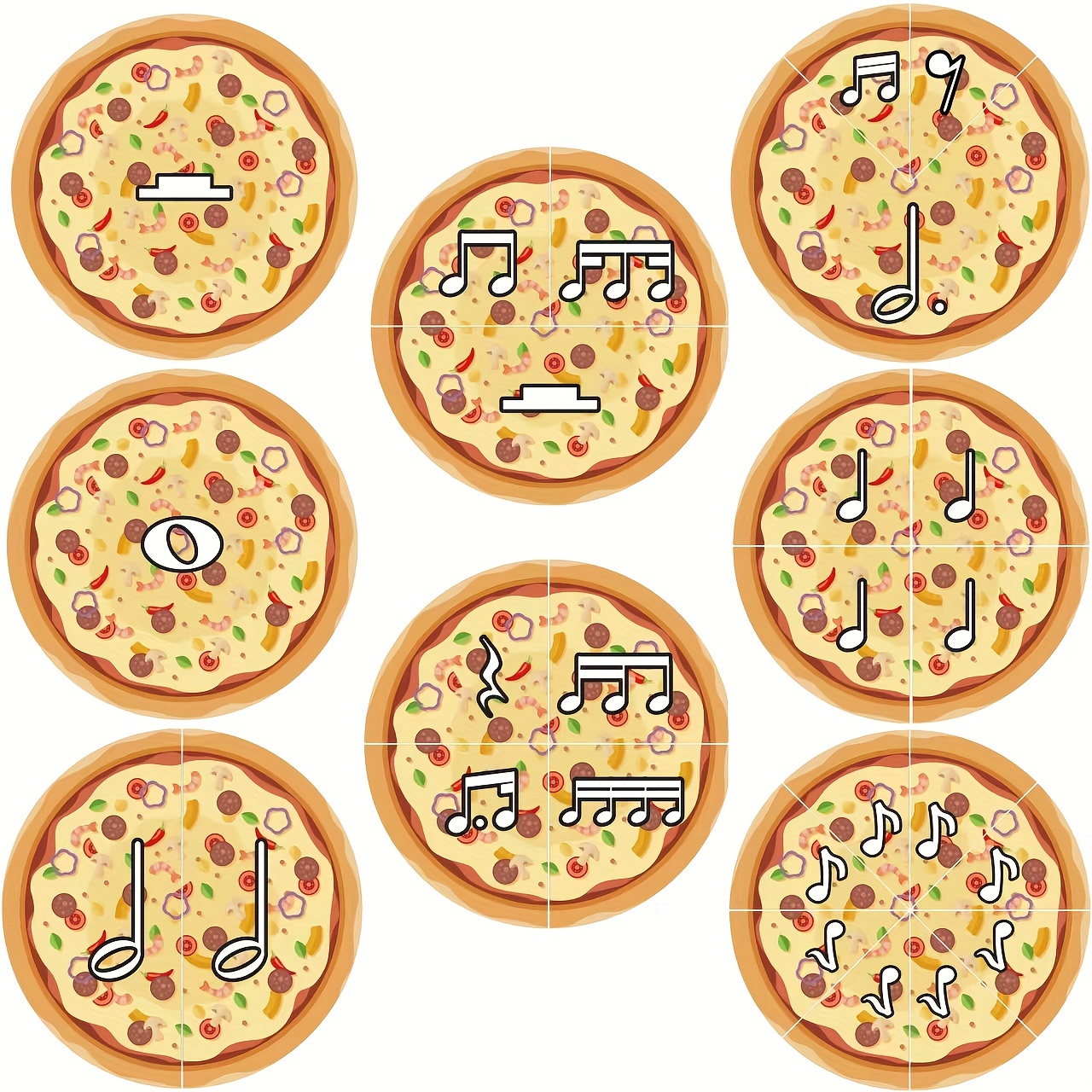 Music Learning Tool, Rhythm Notes Pizza, Fun Keyboard Instrument Accessory, Pp Material, Colors, Music Education Supplies