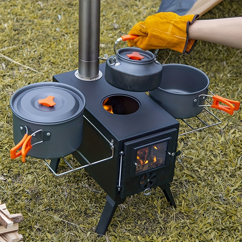 portable stainless steel wood stove foldable outdoor camping stove   for electricity   for magnesium flint suitable for tent use