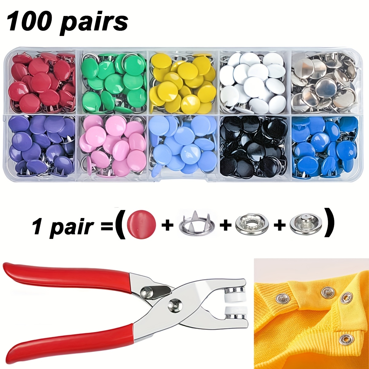 

Pairs Of Colored Stainless Steel Snap Set Stainless Steel Manual Pressure - Perfect For Sewing Snaps, Diy , Clothing, , & Sewing Accessories (10 )