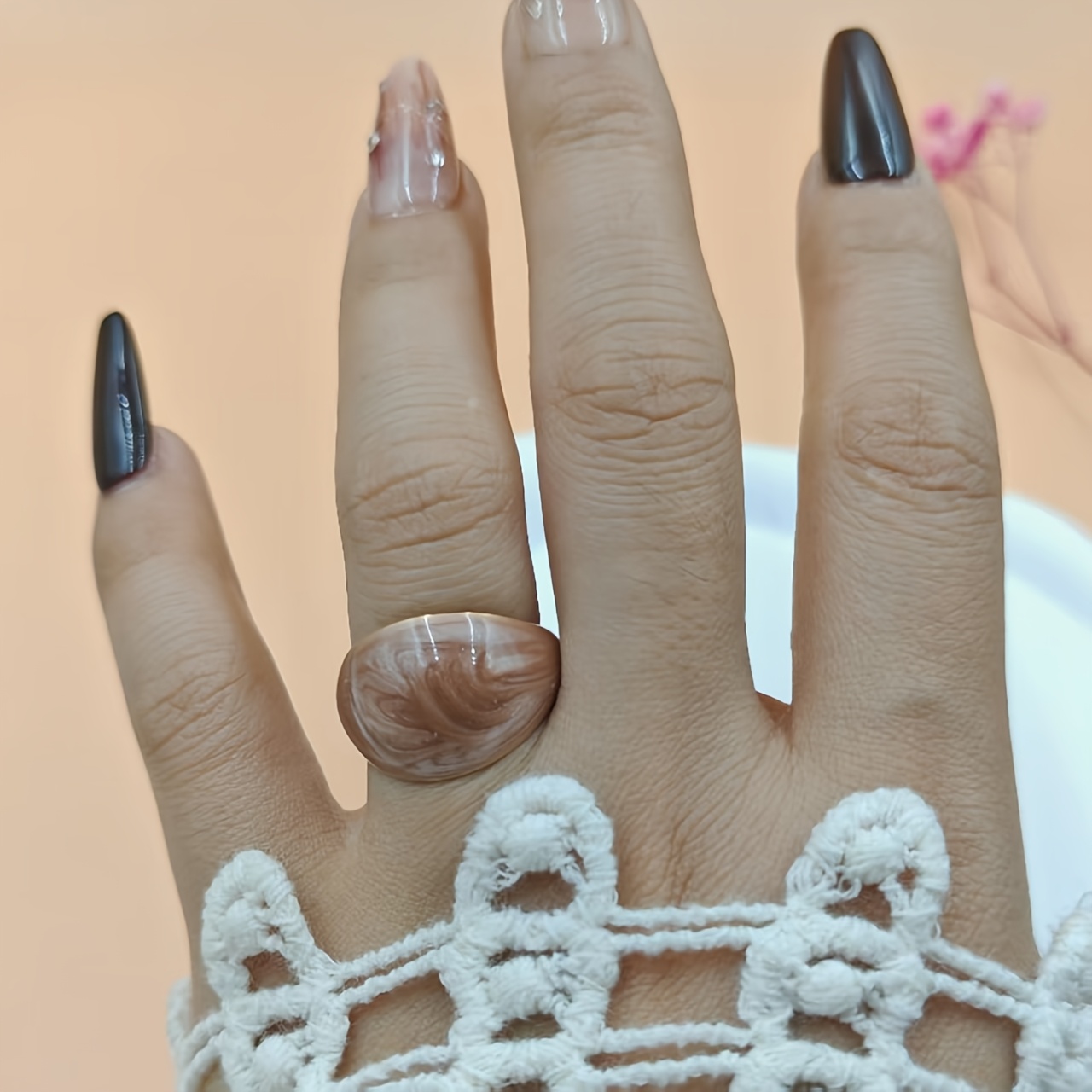 Enamel Drip Glaze Stainless Steel Open Ring